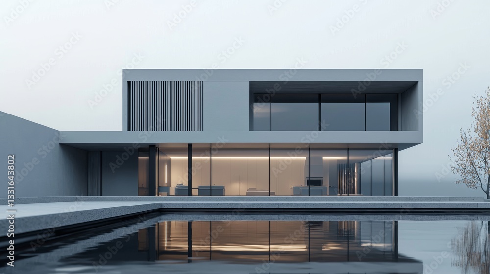 Modern house with sleek design and pool. Modern house with sleek design and pool.
