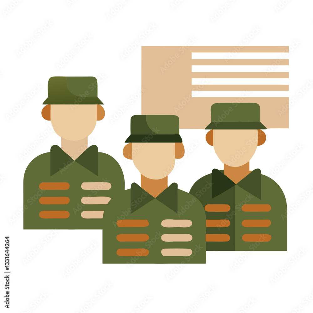 Illustration of Soldiers in Military Uniforms with Blank Background Illustration of Soldiers in Military Uniforms with Blank Background