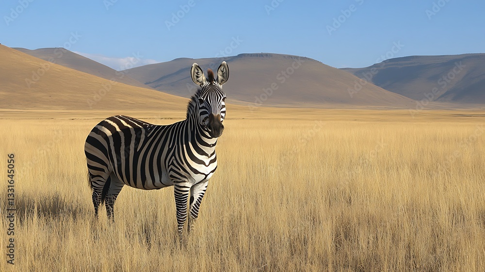 Naklejka premium Solitary Zebra in the African Savanna