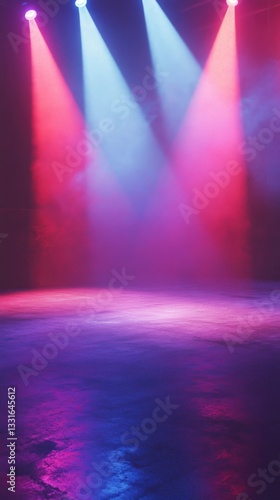 Brightly lit stage with spotlights on the floor, perfect for concerts or performances
