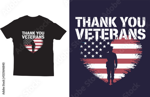 Thank you veterans memorial day t-shirt design vector