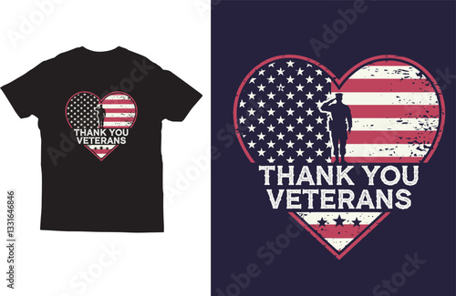 Thank you veterans memorial day t shirt design vector