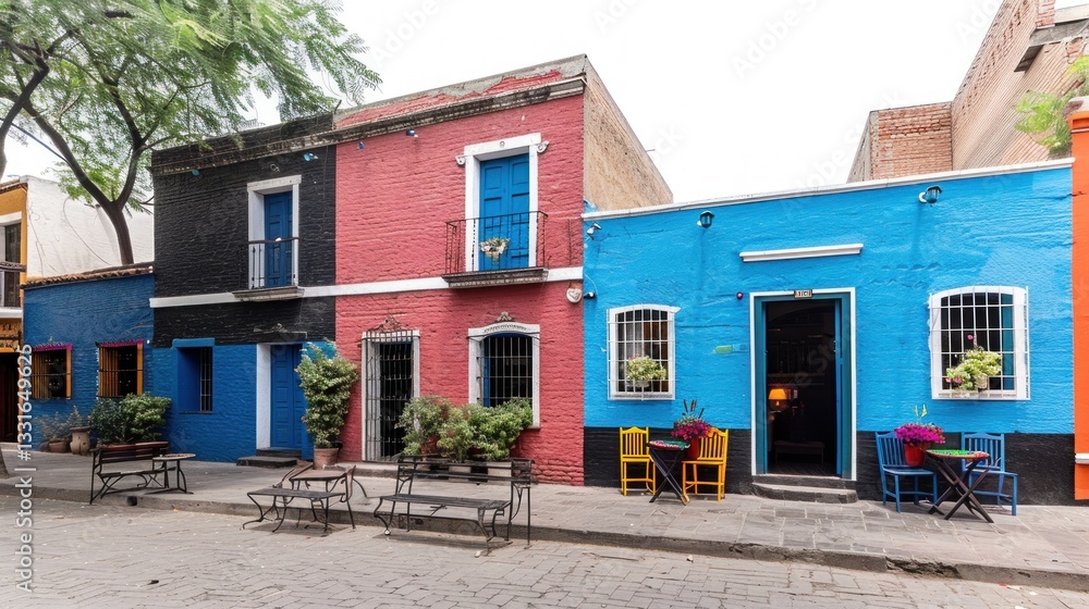 Fototapeta premium view of the house decorated with plants