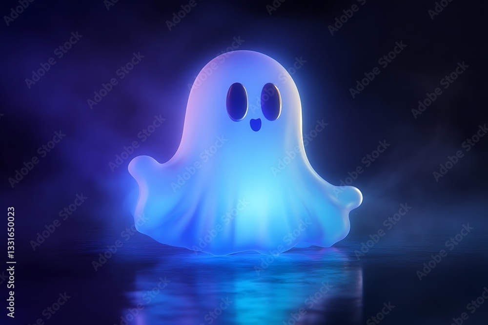 a whimsical and slightly eerie scene featuring a glowing ghost a whimsical and slightly eerie scene featuring a glowing ghost