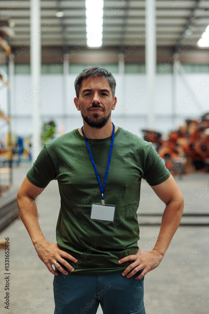 Supervisor posing with hands on hips in warehouse Supervisor posing with hands on hips in warehouse