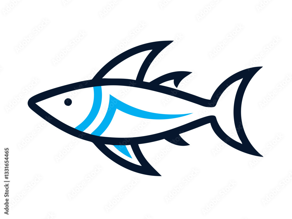 Fototapeta premium Bold black silhouette of a shark..Generative ai