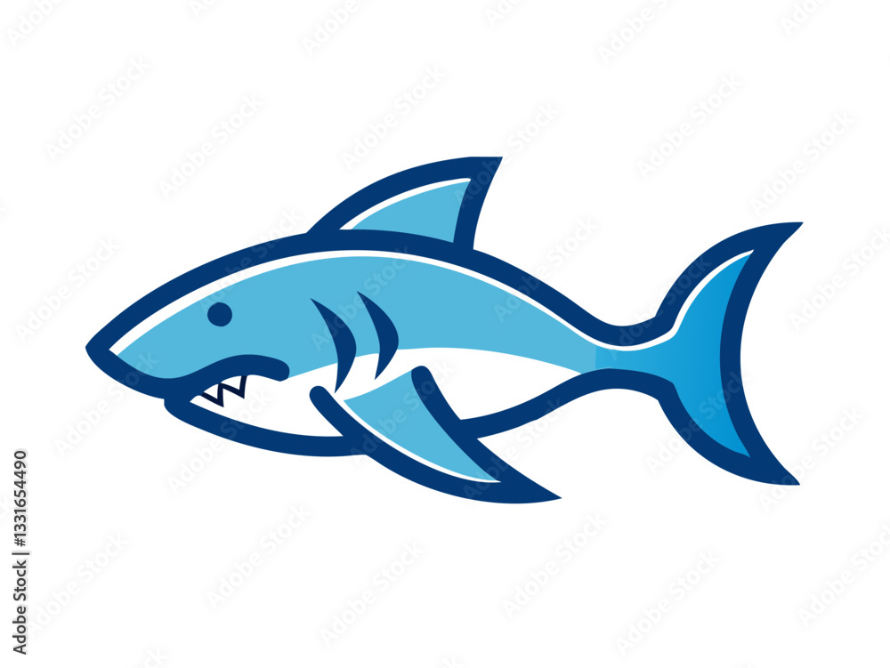 Bold black silhouette of a shark..Generative ai