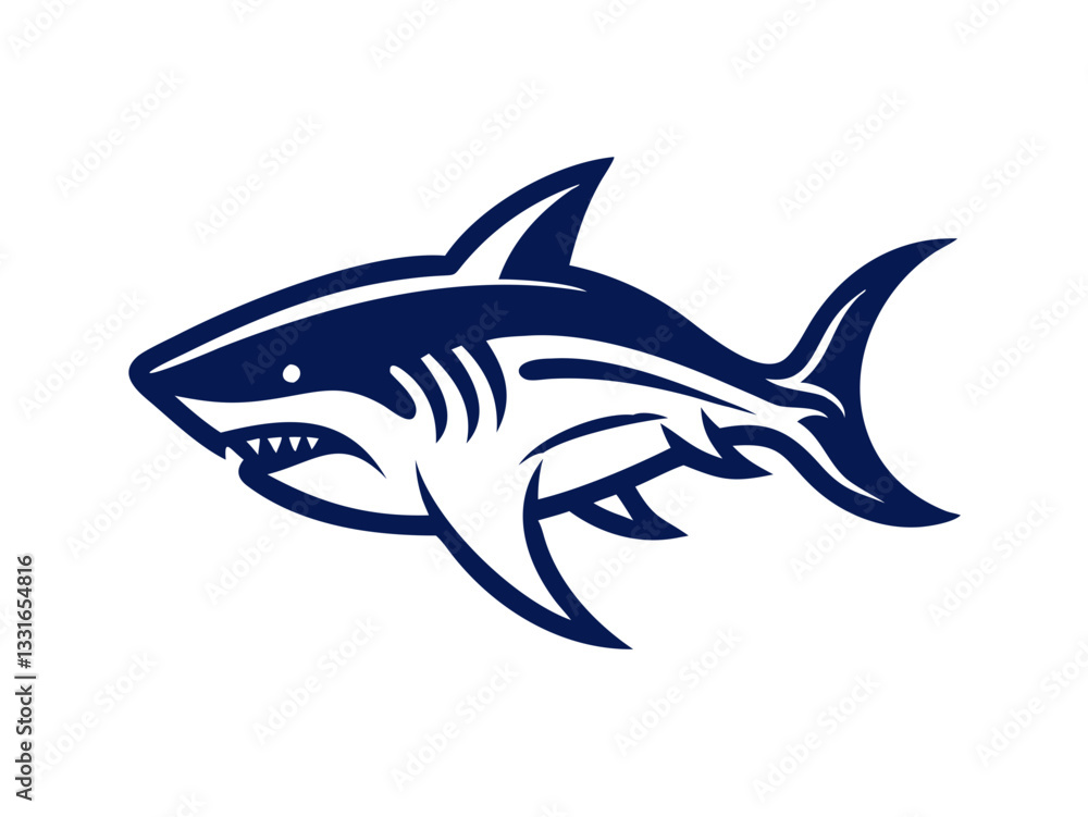 Fototapeta premium Bold black silhouette of a shark..Generative ai