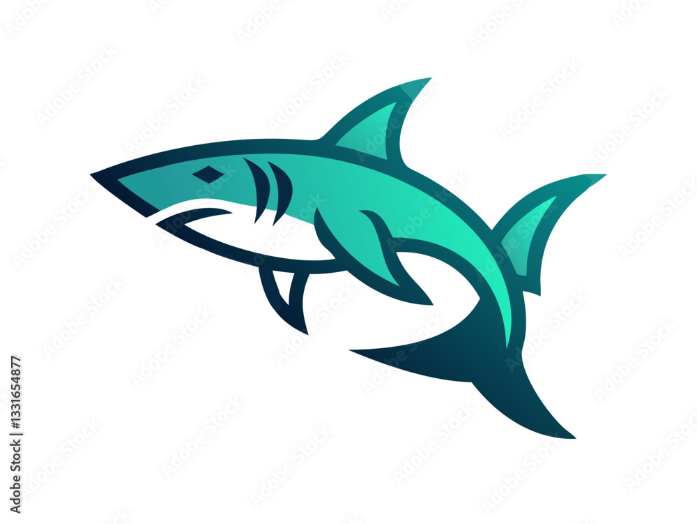 Bold black silhouette of a shark..Generative ai Bold black silhouette of a shark..Generative ai