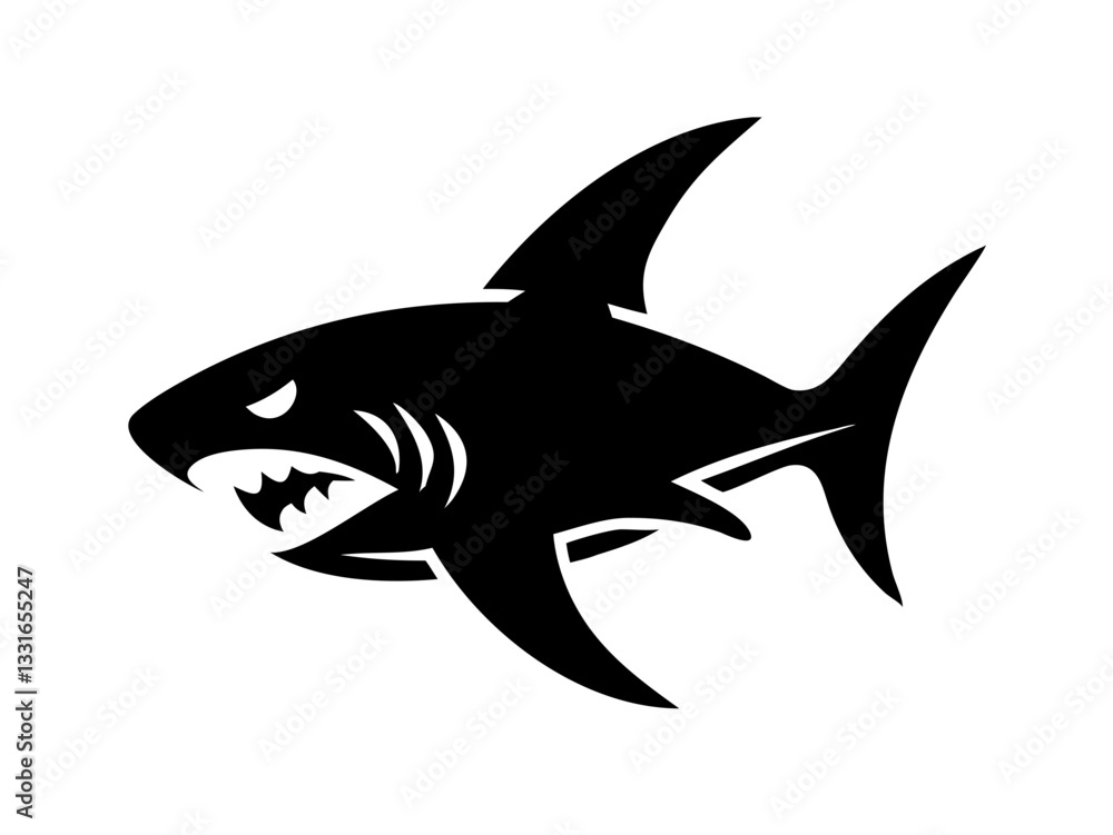 Bold black silhouette of a shark..Generative ai Bold black silhouette of a shark..Generative ai