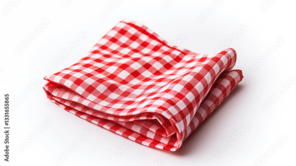 Red and White Gingham Checkered Napkin Folded Fabric Texture Red and White Gingham Checkered Napkin Folded Fabric Texture