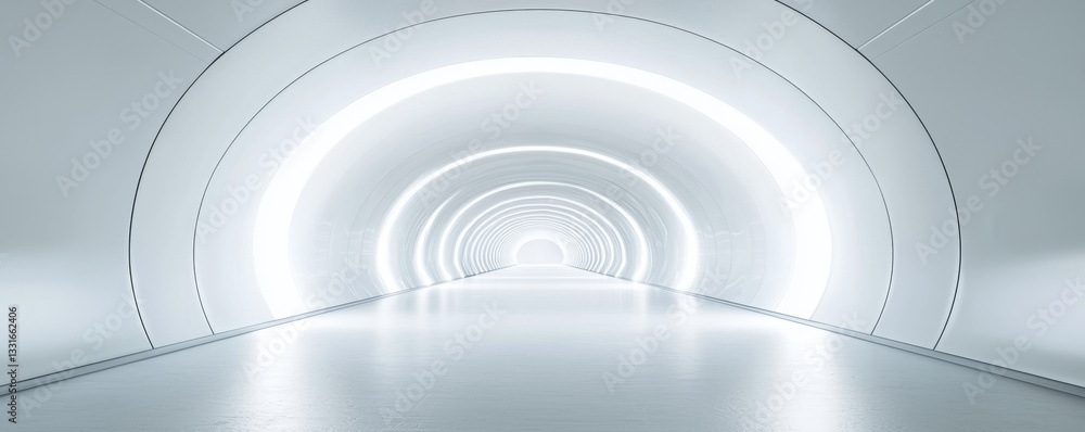 Obraz premium Futuristic illuminated tunnel perspective view.