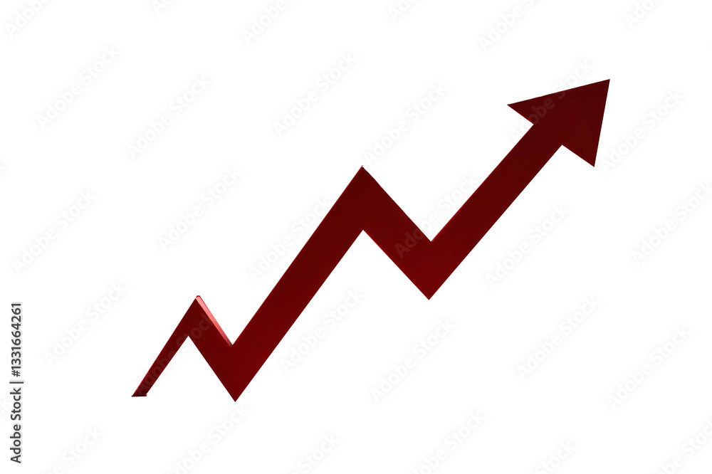 Red Arrow Up 3D Graph Symbol Showing Growth and Success Red Arrow Up 3D Graph Symbol Showing Growth and Success