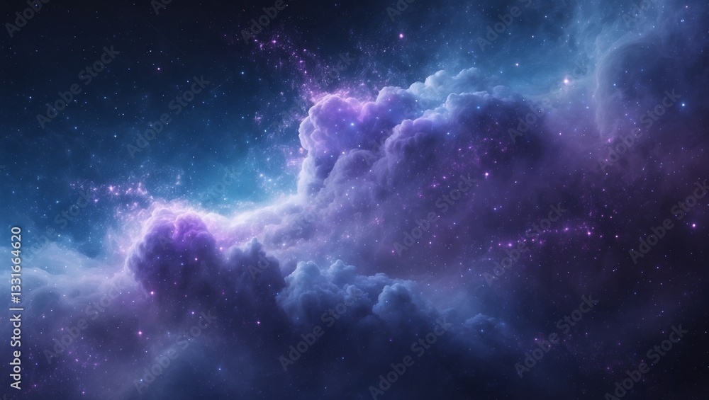 Fototapeta premium Vibrant cosmic clouds illuminated by starlight in a vast expanse of outer space at night