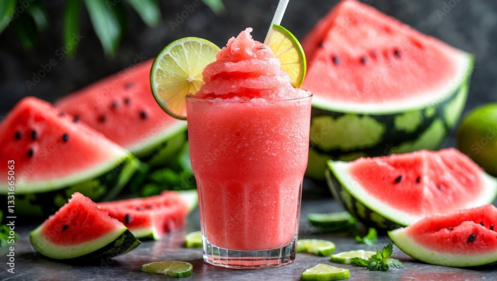 Refreshing watermelon slushie with zesty lime twist Refreshing watermelon slushie with zesty lime twist
