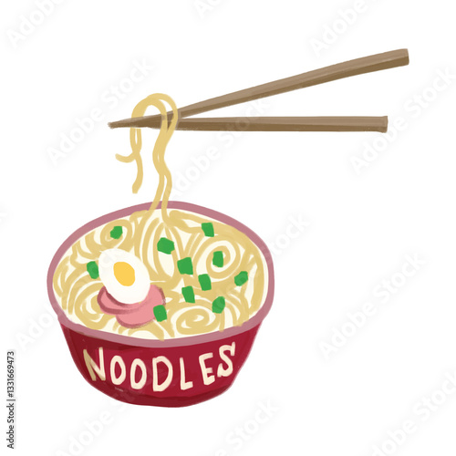 Bowl of Delicious Noodles with Chopsticks