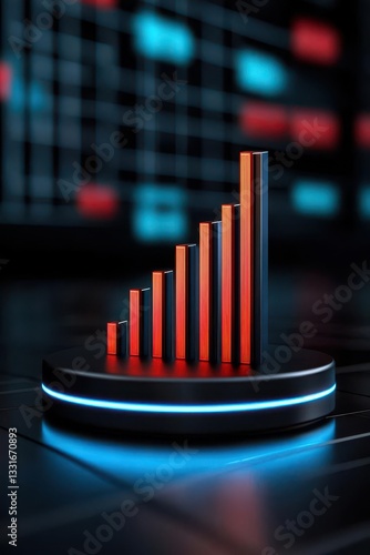 Futuristic holographic investment return chart floating in midair, with data points glowing and animated trends illustrating potential outcomes