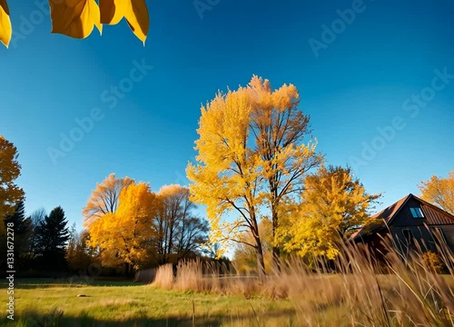 Autumn colors from a low perspective in the countryside, Video 4K