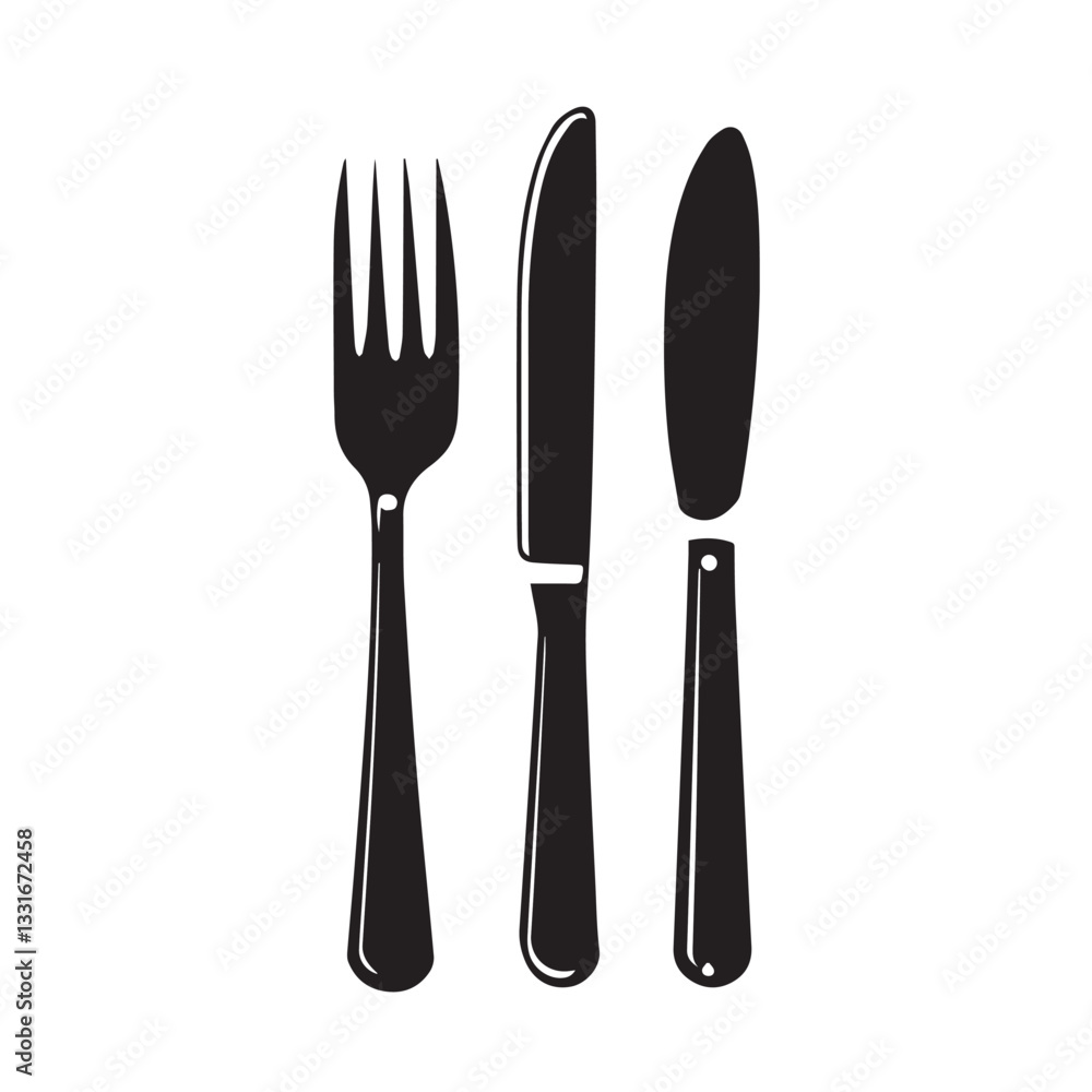 Knife and Spoon Flat Black and White Icon Design Minimal on White Background Knife and Spoon Flat Black and White Icon Design Minimal on White Background