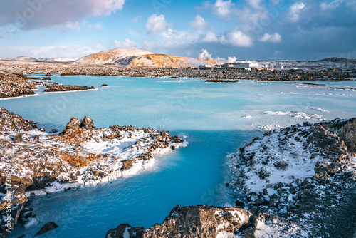 Photo of blue lagoon water on Iceland Grindavik