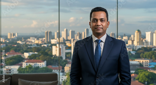 Confident Sri Lankan Businessman CEO Standing in Professional Pose Generative AI