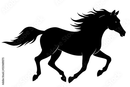 Running horse black silhouette vector, Simple silhouette Design vector icon with white background. horse vector, animal vector 