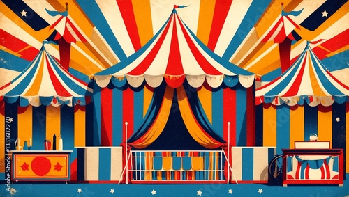 Vintage carnival circus poster with retro aesthetic