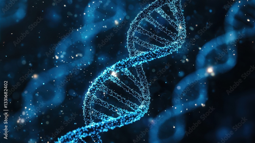 Obraz premium A glowing, abstract representation of DNA strands, emphasizing the intricate structure and beauty of genetic material in a digital format.