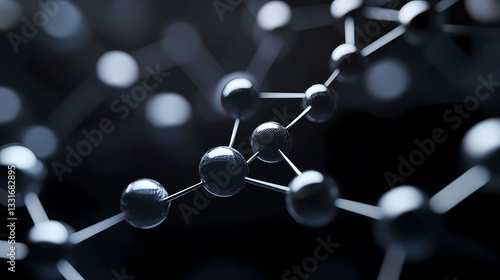 3D Molecular Model with Spheres and Rods in Dark Colors
