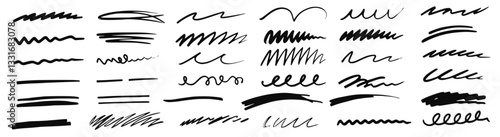 Collection of seamless wavy and zigzag vector lines with ripple and squiggle effects. Ideal for abstract designs, dividers, borders, amplitude curves, and creative graphic elements.