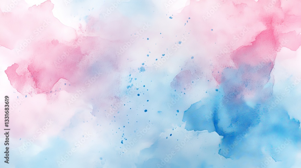 Abstract pastel watercolor art with pink and blue splashes and soft hues Abstract pastel watercolor art with pink and blue splashes and soft hues