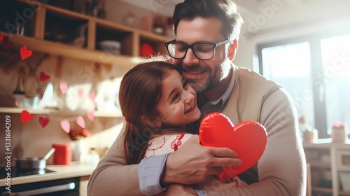 happy father and daughter hugging each other
