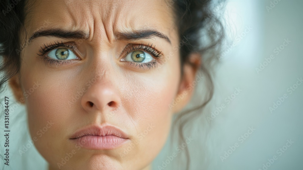 Fototapeta premium Close-up of woman's face, concerned expression