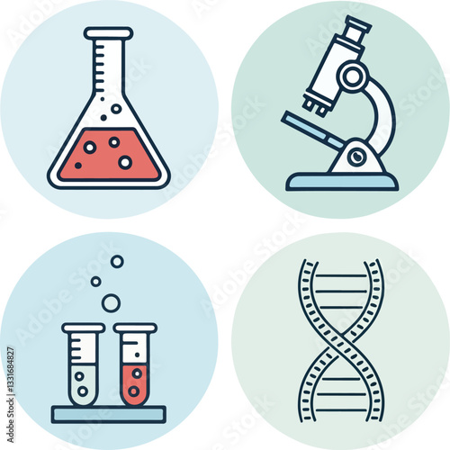  Laboratory Icons Set – Editable Stroke Vector Illustration