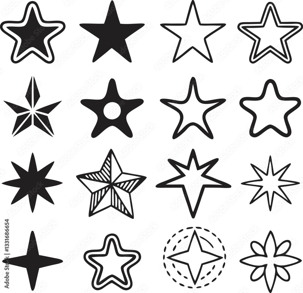 Fototapeta premium Star collection. Different stars set. Vector