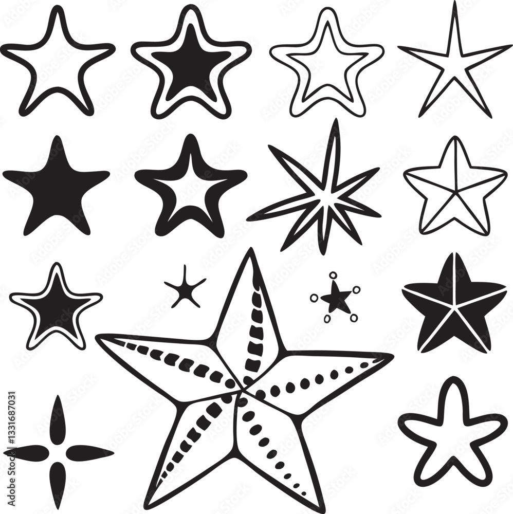 Obraz premium Star collection. Different stars set. Vector