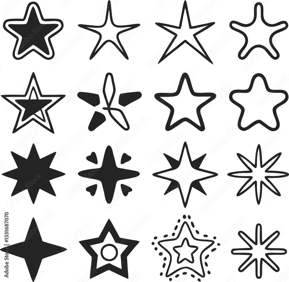 Obraz premium Star collection. Different stars set. Vector