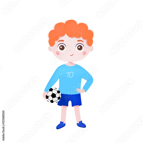 Sport little boy with soccer ball