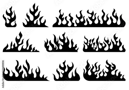 Flames and fire, acid neo tribal shapes, y2k elements. Set of hand drawn fire and fireball. Doodle Sketch Fire. Set of hand drawn flames. Set of hand drawn fire and fireball. Vector illustration