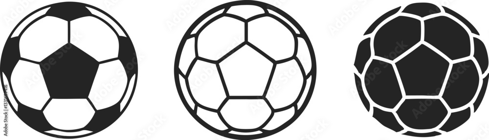 Fototapeta premium Soccer football ball icon set. Vector illustration