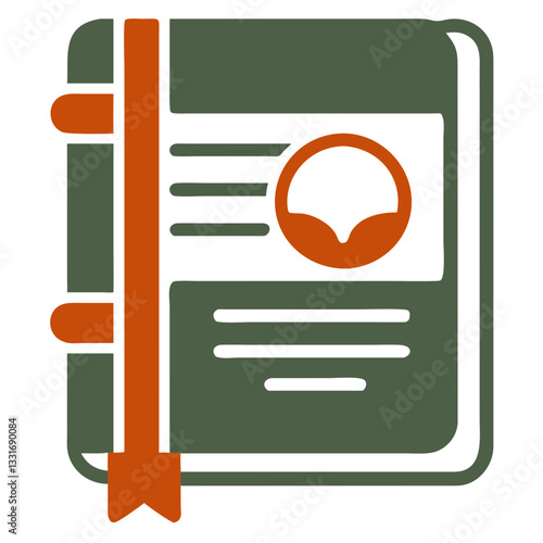 Colorful Recipe Book Icon with Pages and Bookmark for Cooking Enthusiasts