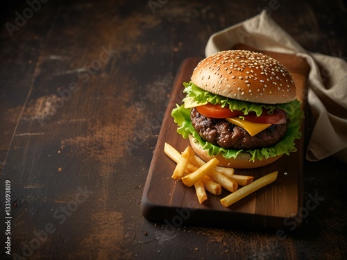 hamburger on a wooden background