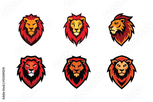 Set of lion head muscat logo 