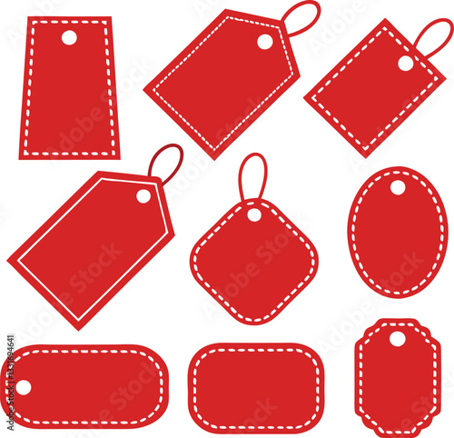 Different price tag set. Red labels collection. Vector