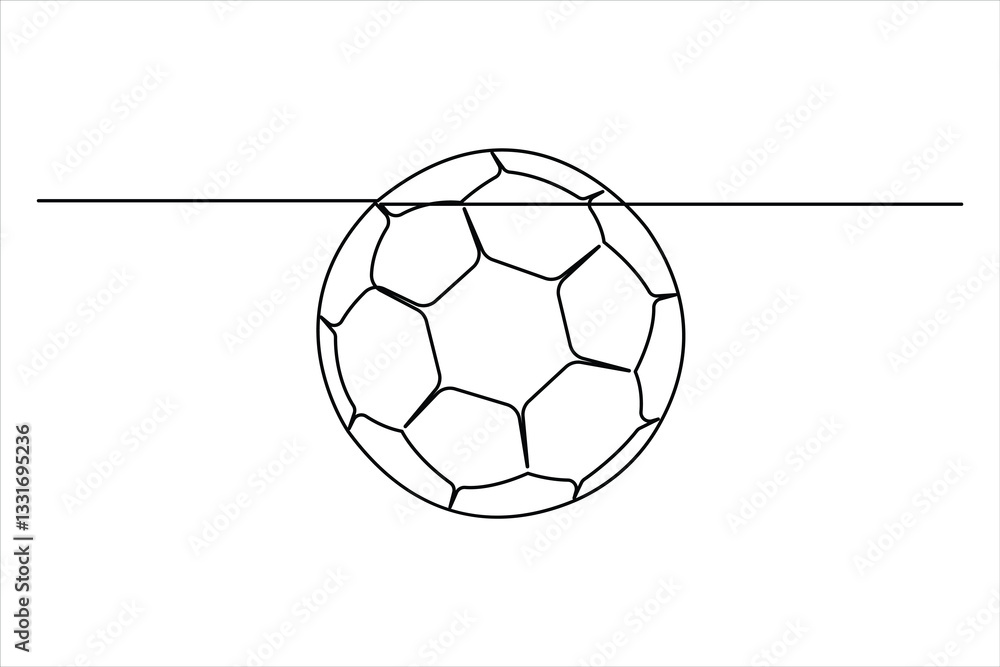Obraz premium One continuous line art drawing of football ball design World cup Championship final play game sport competition outline vector illustration