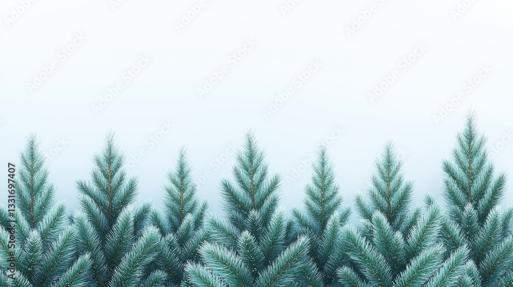 Obraz premium Evergreen trees stand tall against a light blue sky