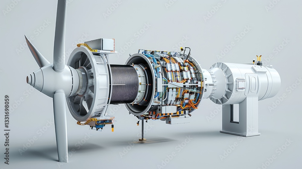 Fototapeta premium Detailed Breakdown of a High-Performance Turbine Engine System