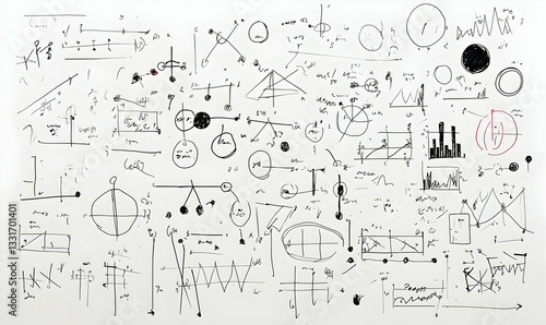 Abstract Handwritten Mathematical Diagrams on Whiteboard Surface