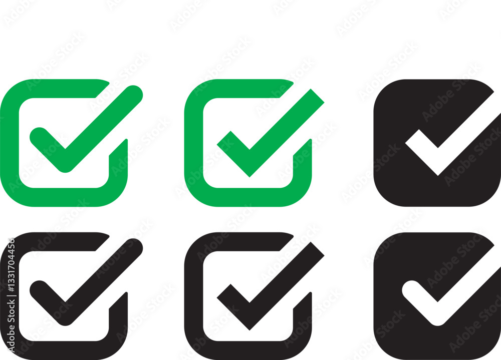 Check mark icon set with right buttons, yes checkmarks, green ticks. Ideal for UI, UX, web, and app design Check mark icon set with right buttons, yes checkmarks, green ticks. Ideal for UI, UX, web, and app design
