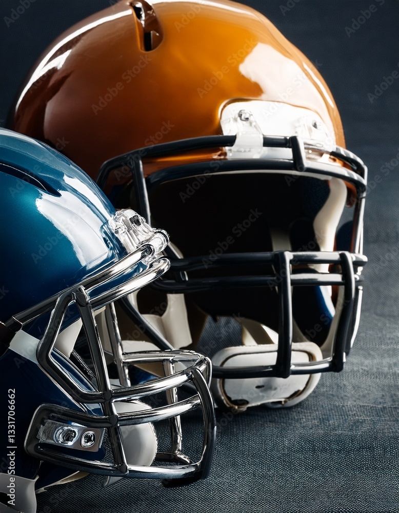 Fototapeta premium Generated image blank American football helmets, helm background or wallpaper 